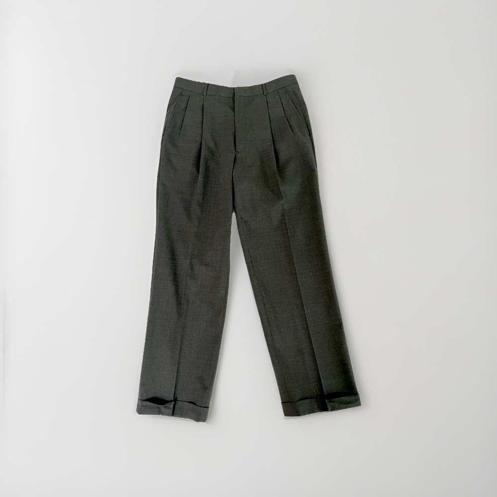 Brooks Brothers Dress Pants Mens 33x30 Dark Gray Wool Pleated Classy Made In USA